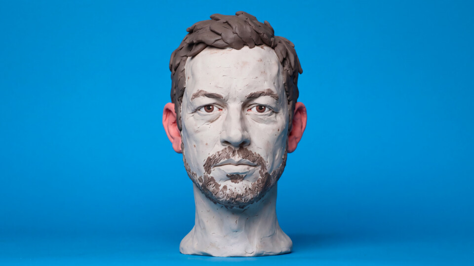 Me as a clay bust, made with AI